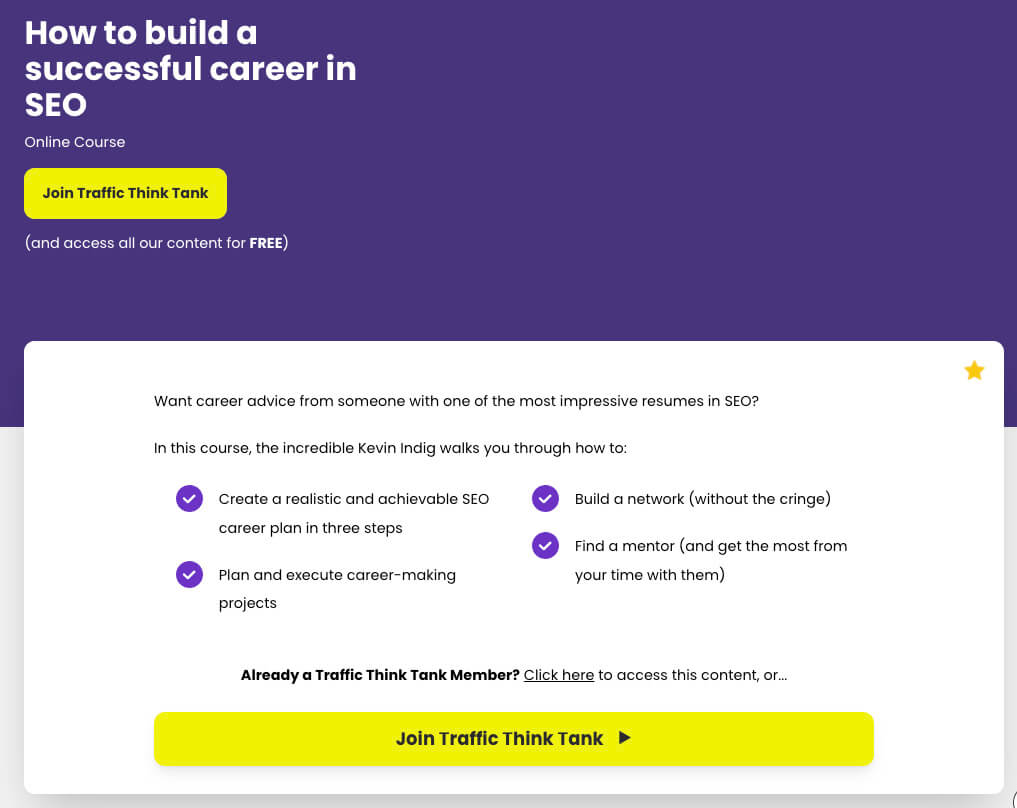 TTT How to build a successful career in SEO course