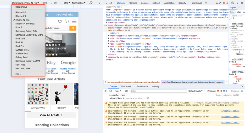Mobile preview browser