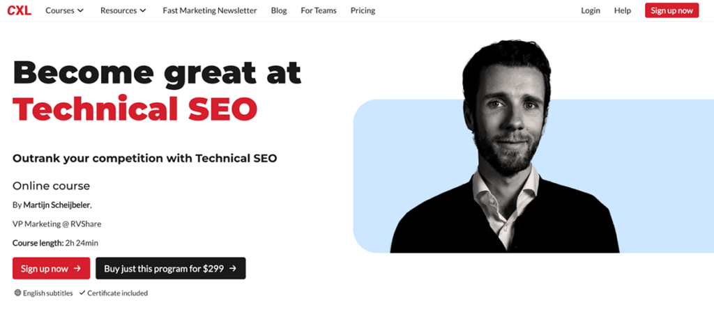 Technical SEO Courses from CXL