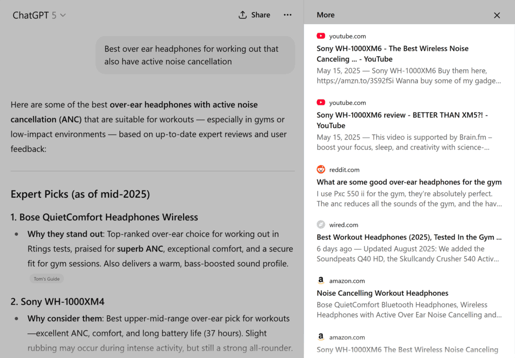 ChatGPT – Best over ear headphones – Sources