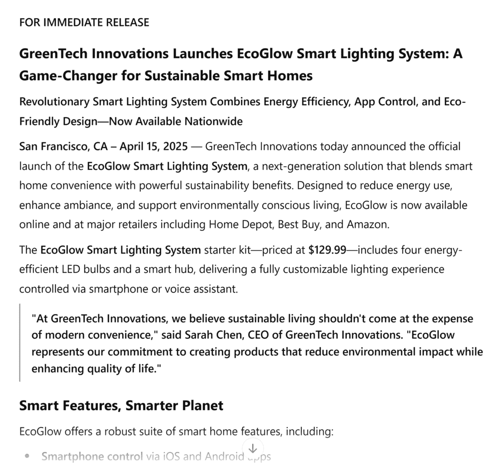 ChatGPT – Press Release that Earns Backlinks – Prompt