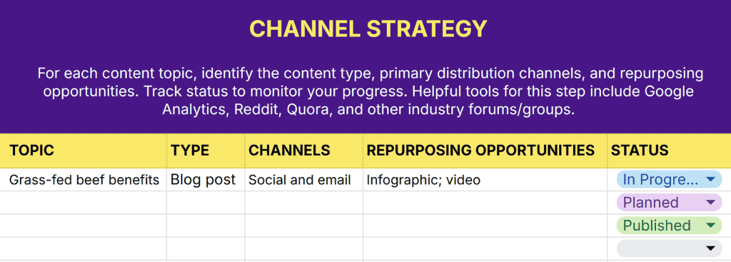 Content Strategy Template – Channel Strategy