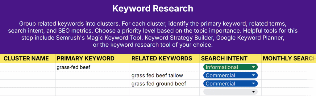 Content Strategy Template – Keyword Research