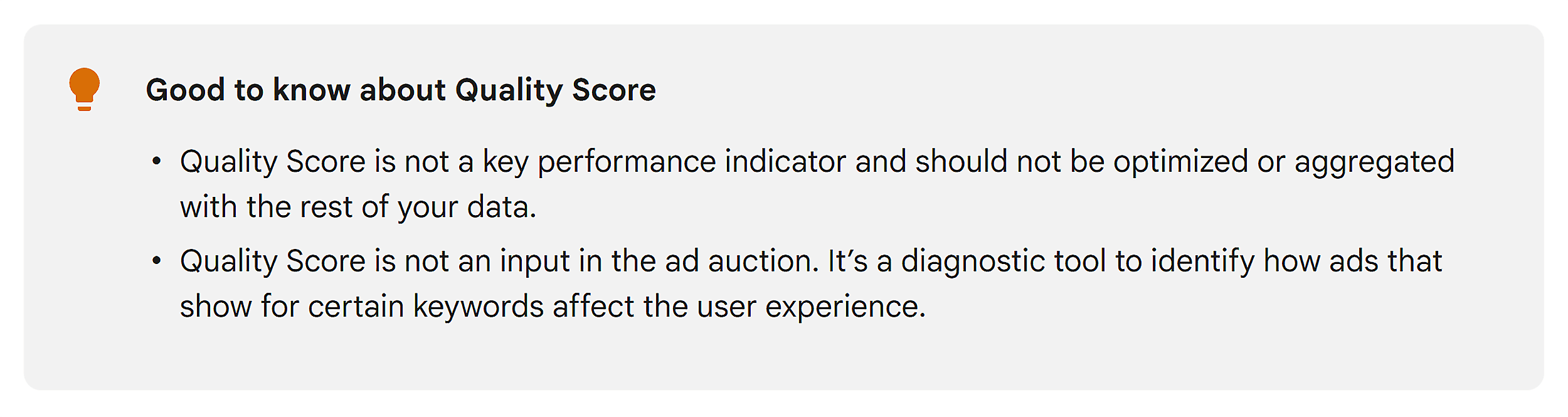 Google Ads – Help about Quality Score