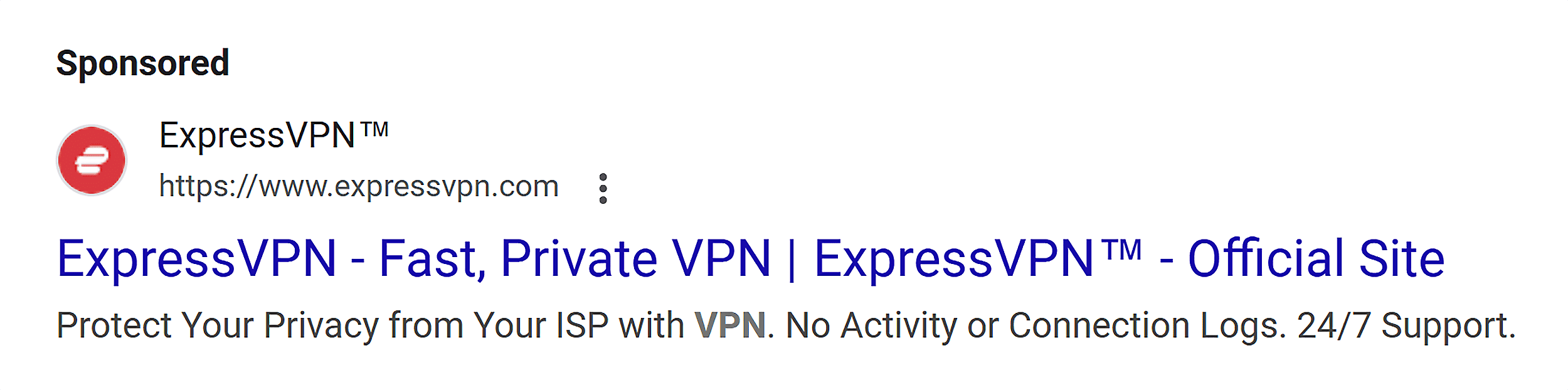 Google SERP – VPN – Sponsored