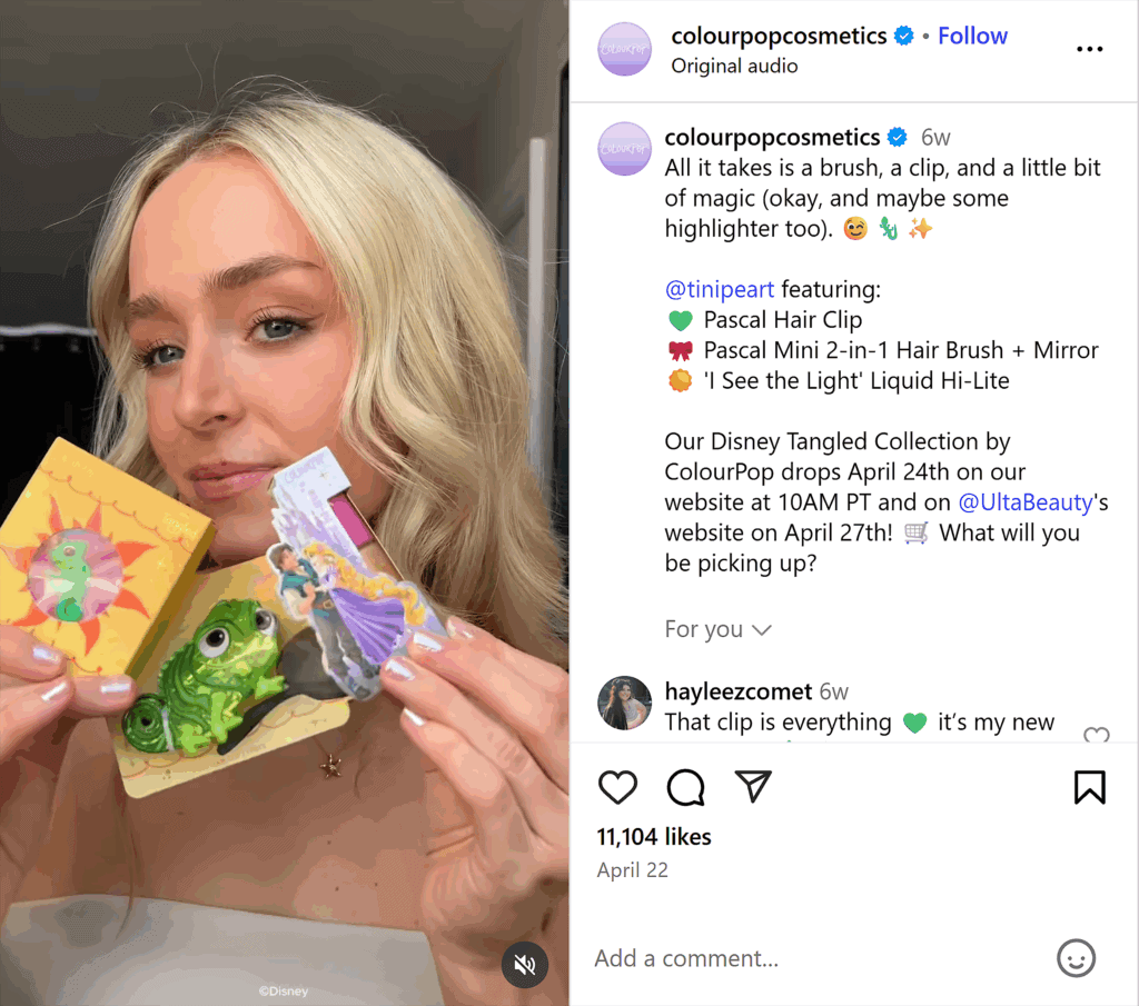 Instagram – ColourPop Cosmetics – Influencer marketing