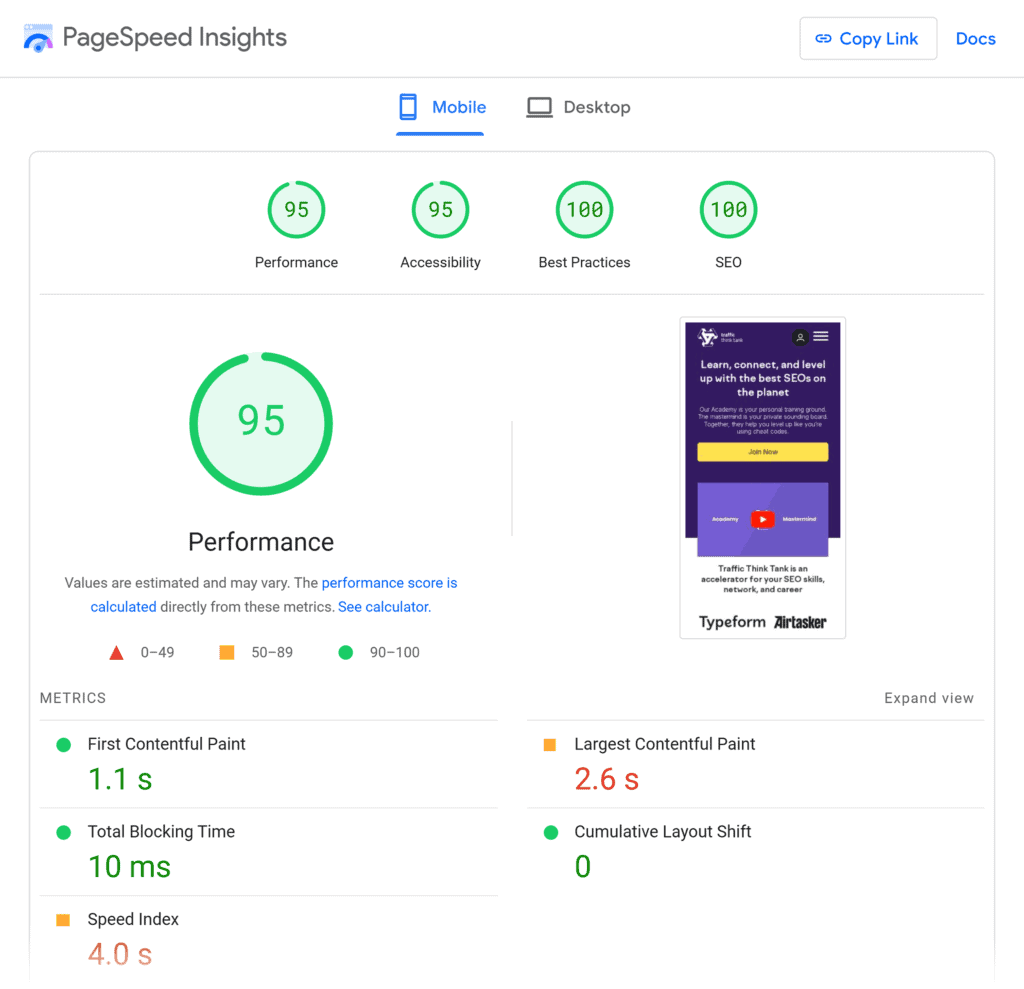 PageSpeed Insights – TTT – Mobile