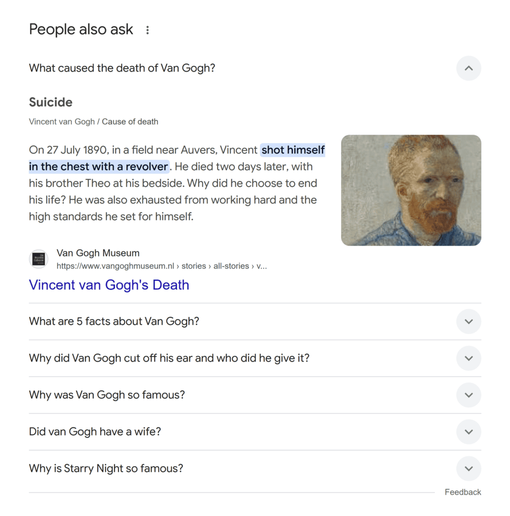 People Also Ask – Vincent Van Gogh