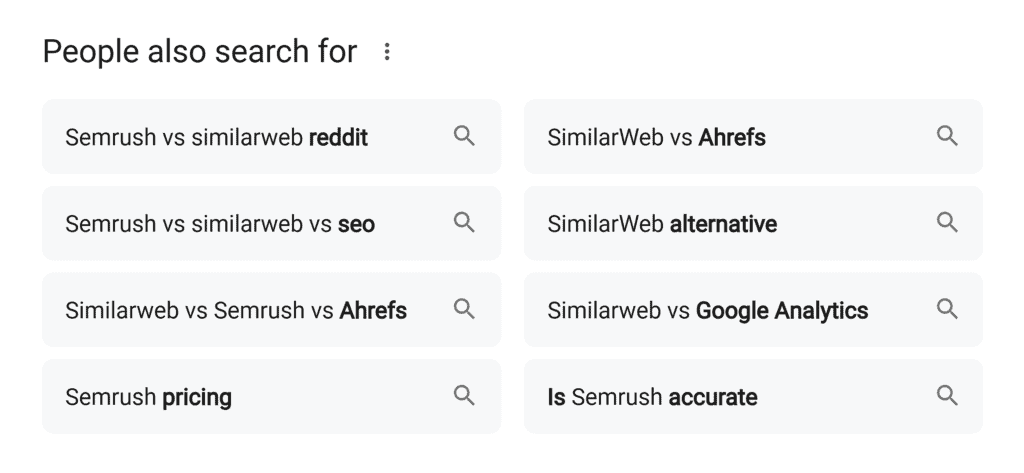 People also search for – Semrush vs. Similarweb