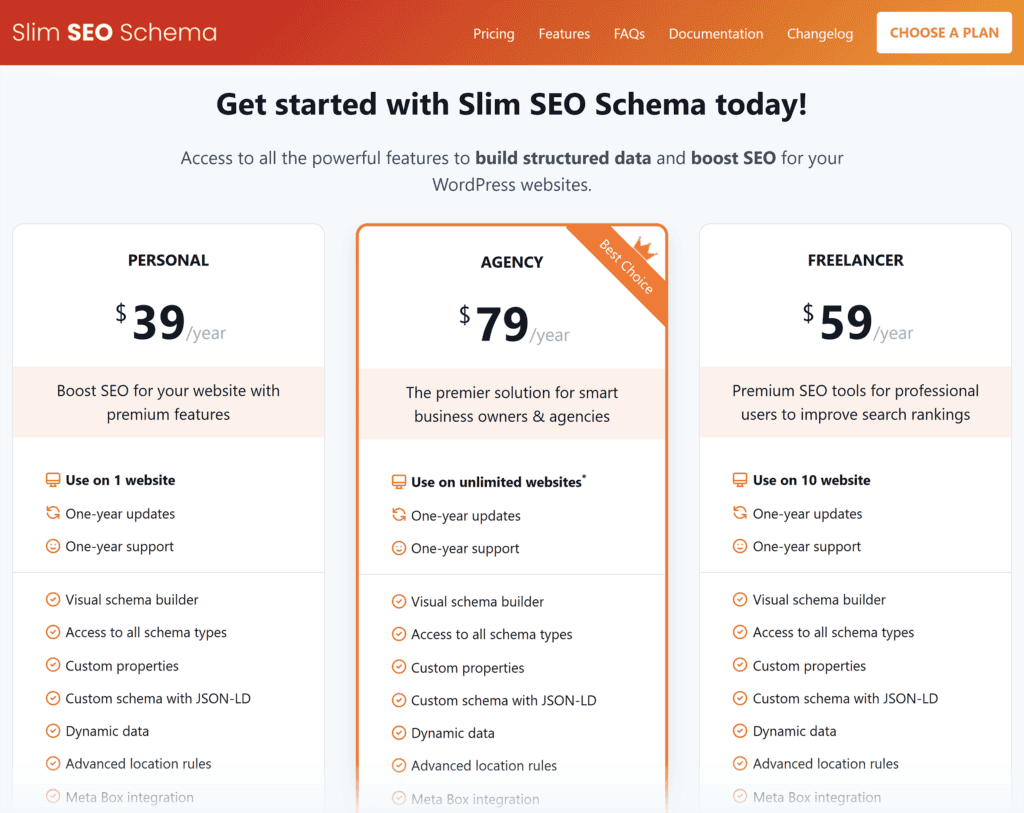 Slim SEO Schema – Pricing