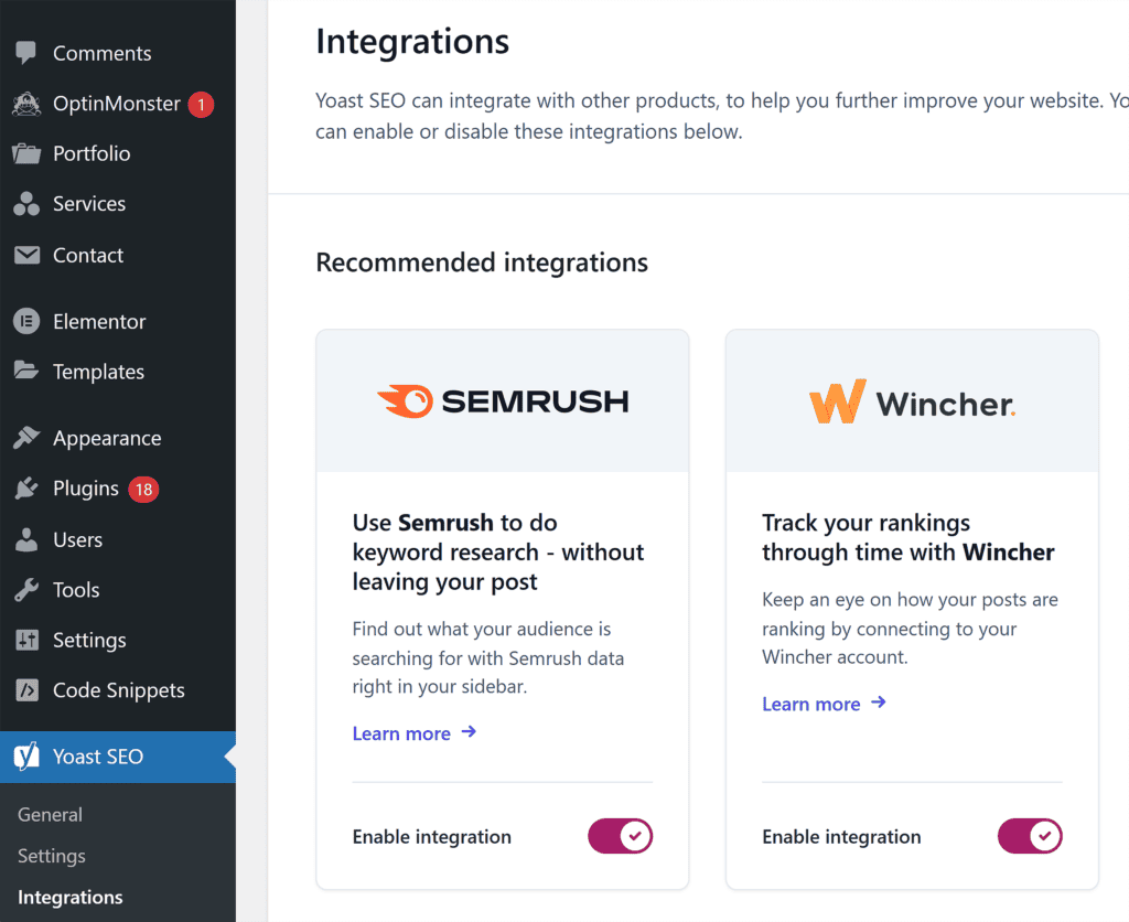 Yoast SEO – Semrush – Integrations