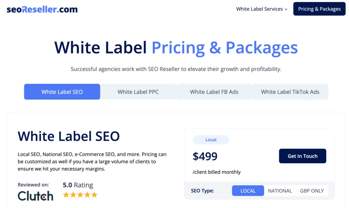 seoReseller.com homepage