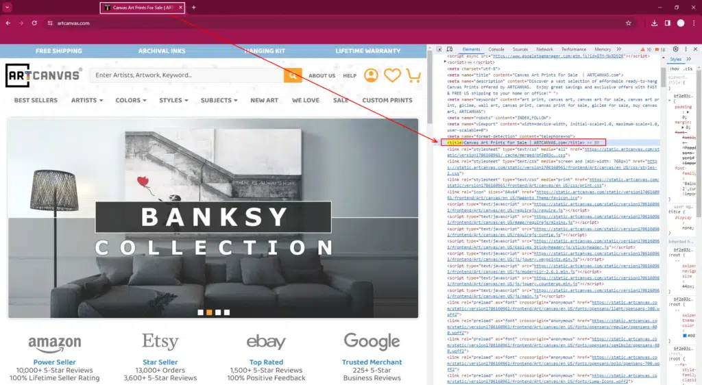 Title source code screenshot