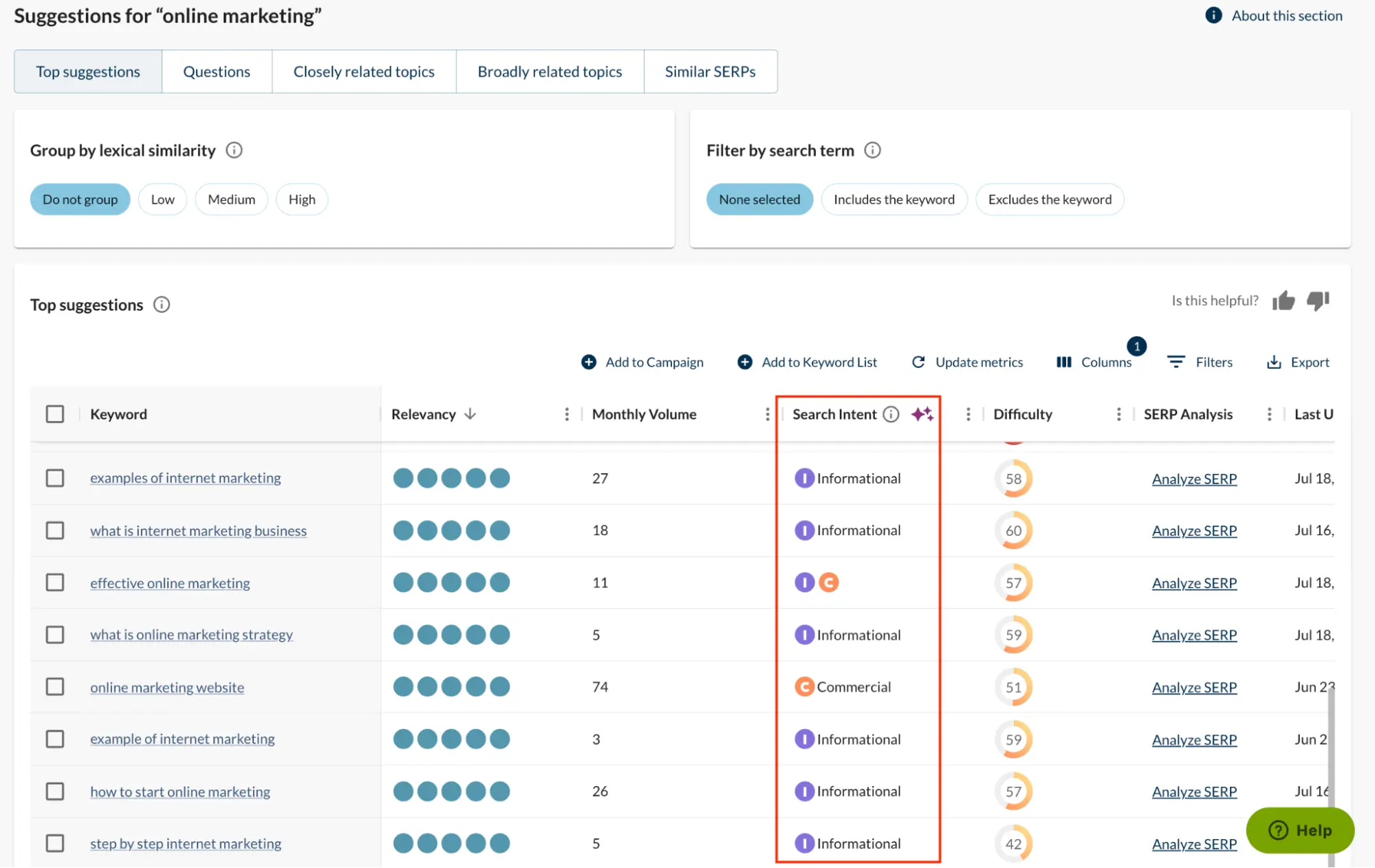Moz Keyword Suggestion