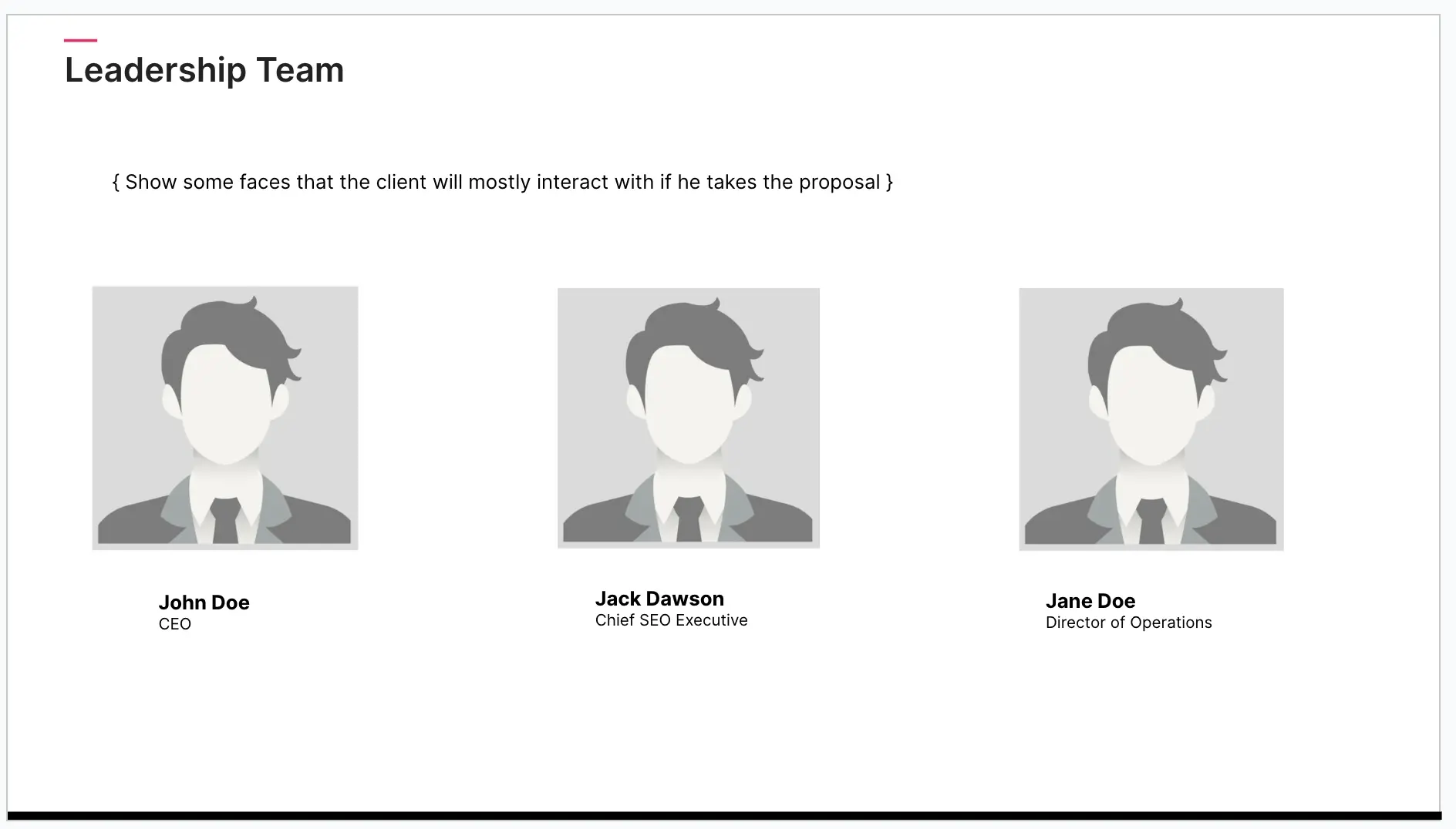 Agency Pitch Deck Leadership Team