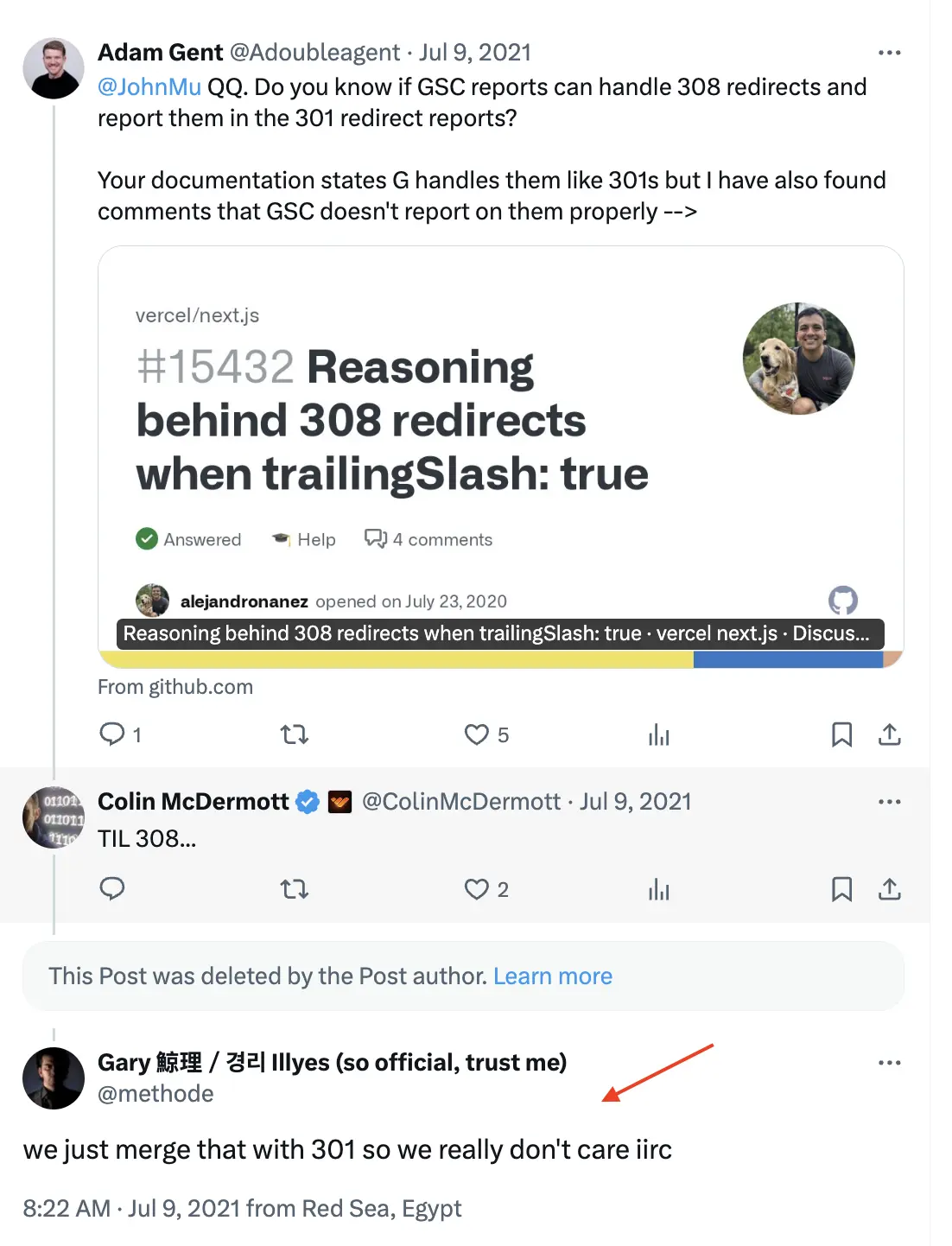 Gary Illyes twitter discussion