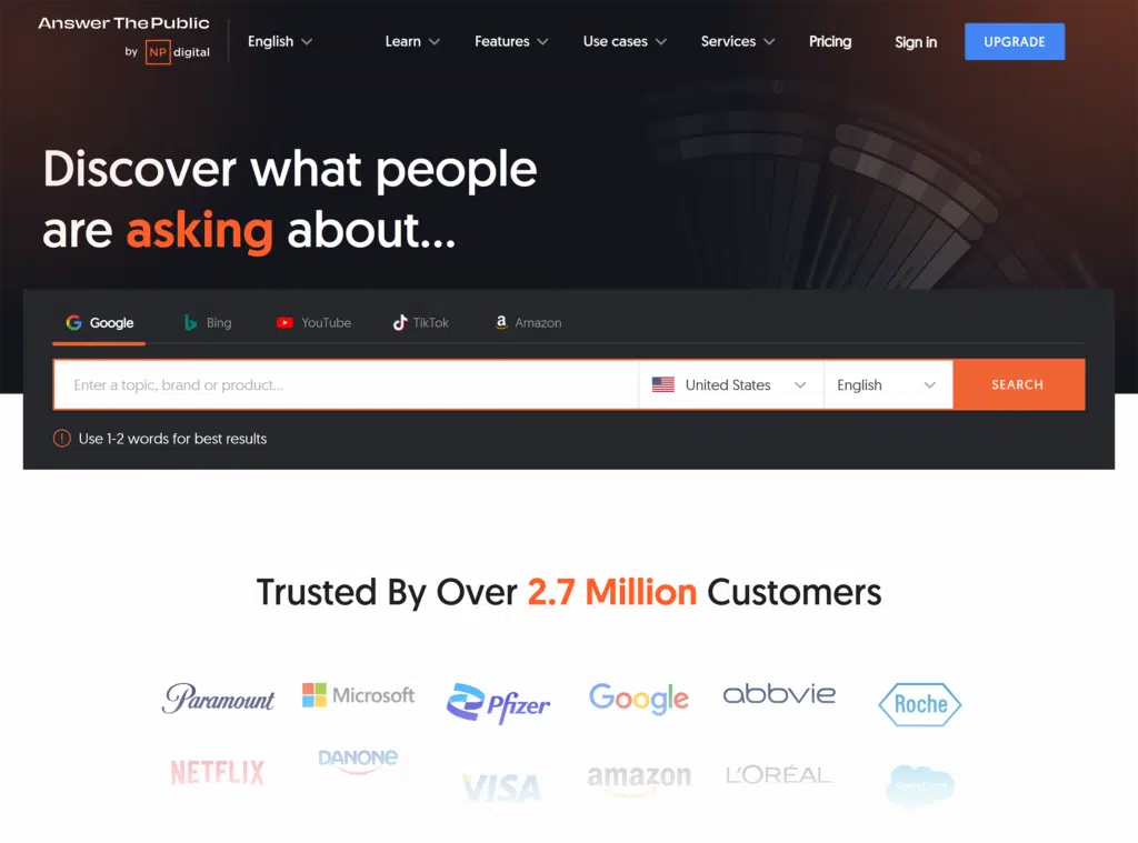 AnswerThePublic – Homepage